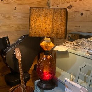 glowing black and redish orange lamp vintage